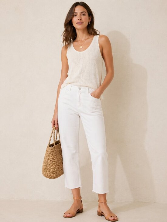 Wit & Wisdom Denim - Wit & Wisdom White Raw Hem Cropped Jeans High Rise Stretch Denim Size 12